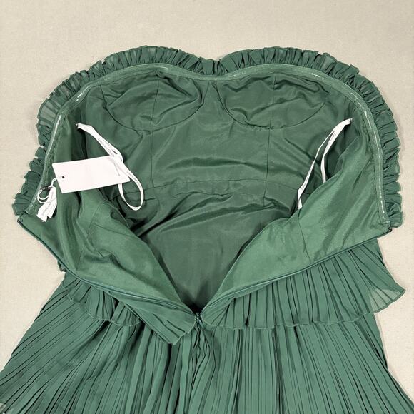Lovers and Friends‎ Green Pleated Strapless Dress Size S Women’s Prom Wedding - Picture 8 of 14